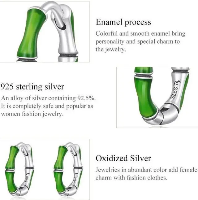 Alt view image 4 of 7 - S925 Sterling Silver Bamboo Ear Buckle Women Earrings Bamboo