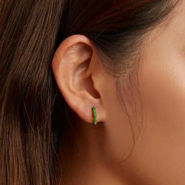 Alt view image 5 of 7 - S925 Sterling Silver Bamboo Ear Buckle Women Earrings Bamboo