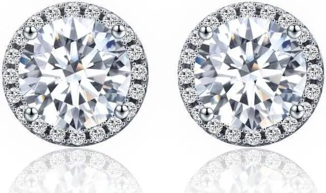 Main image of Zircon Earrings Sterling Silver Simple Girls Earrings SCE358