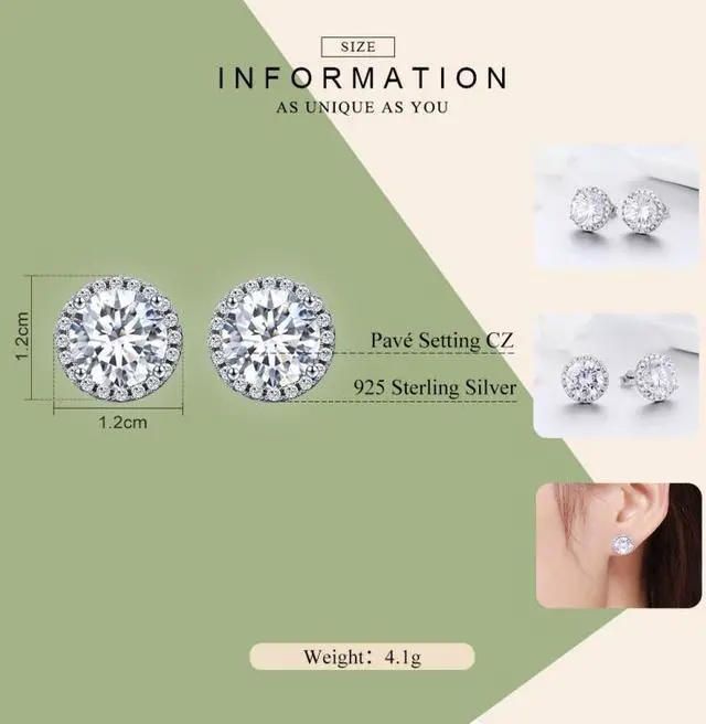 Alt view image 5 of 6 - Zircon Earrings Sterling Silver Simple Girls Earrings SCE358