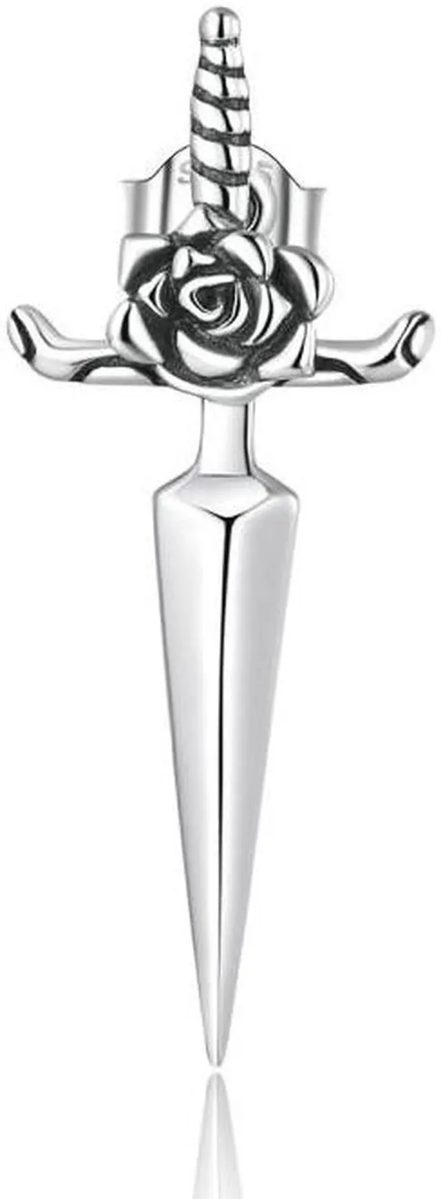 Main image of S925 Sterling Silver Rose Dagger Ear Stud Women Earrings Rose Dagger