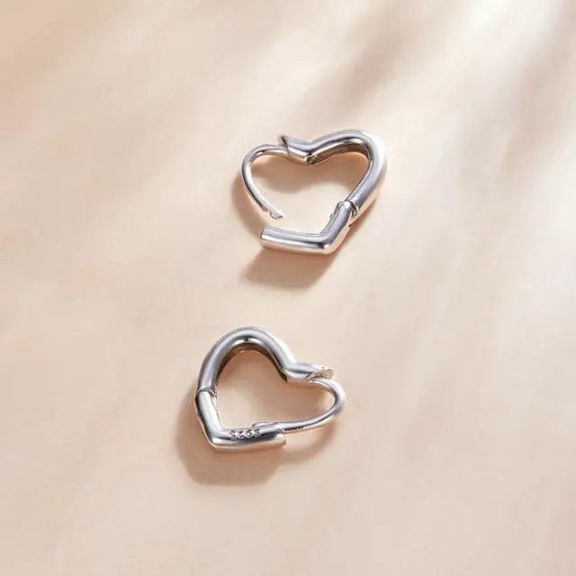 Alt view image 3 of 7 - S925 Sterling Silver Heart-shaped Hollow Ear Stud Women Earrings Heart-shaped Hollow(Gold) (Gold)