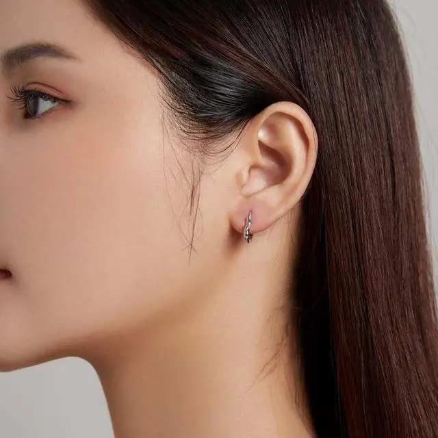 Alt view image 7 of 7 - S925 Sterling Silver Heart-shaped Hollow Ear Stud Women Earrings Heart-shaped Hollow(Gold) (Gold)