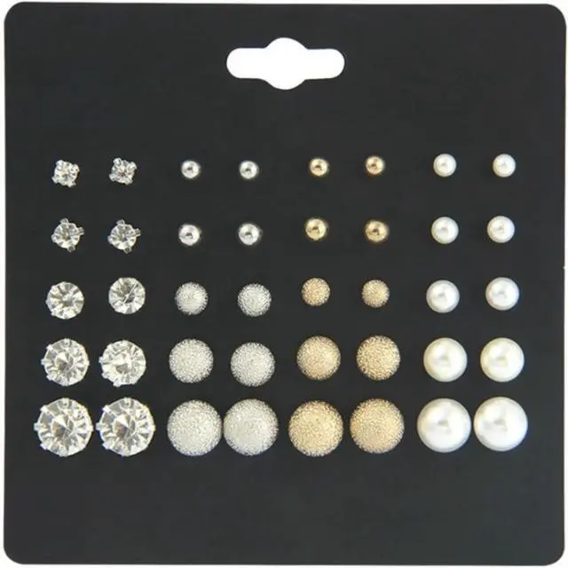 Main image of 20 Pairs / Pack Six-Jaw Zircon Earrings Female Pearl Diamond Jewelry