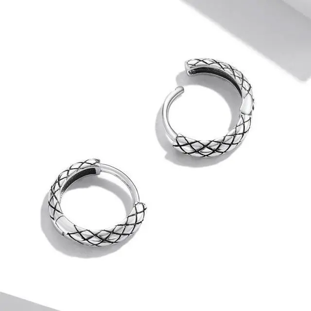 Alt view image 2 of 7 - S925 Sterling Silver Snake Texture Ear Buckle Women Earrings Snake Texture