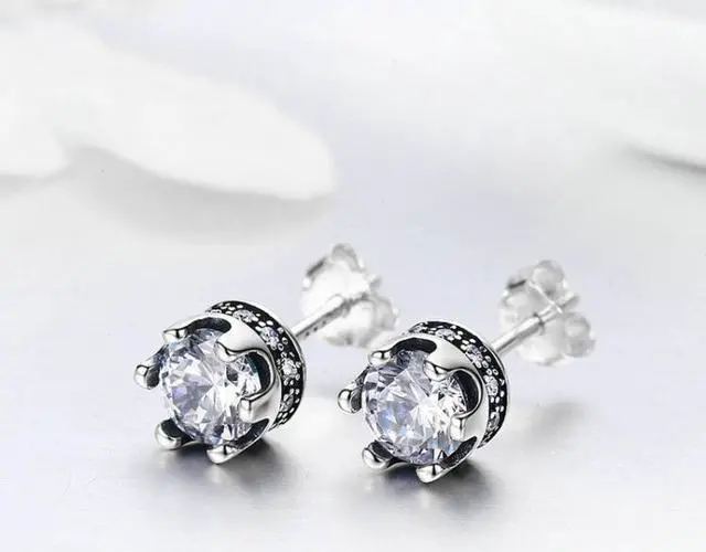 Alt view image 2 of 6 - Crown S925 Sterling Silver Women Earrings With Zircon Earrings SCE311