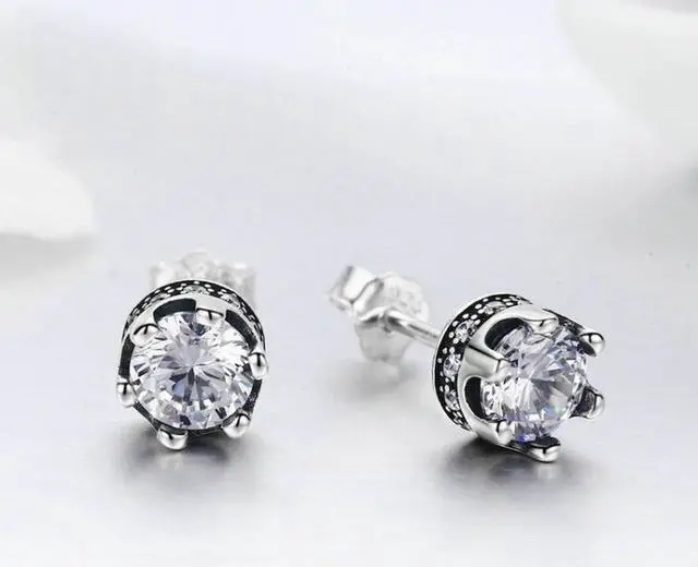 Alt view image 3 of 6 - Crown S925 Sterling Silver Women Earrings With Zircon Earrings SCE311