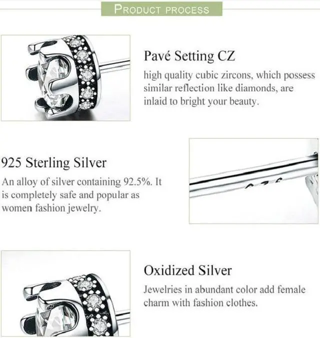 Alt view image 4 of 6 - Crown S925 Sterling Silver Women Earrings With Zircon Earrings SCE311