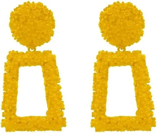 Alt view image 2 of 7 - Metal Earrings Simple Geometric Embossed Floral Earrings Retro Fashion Personality Earrings (gold) Gold