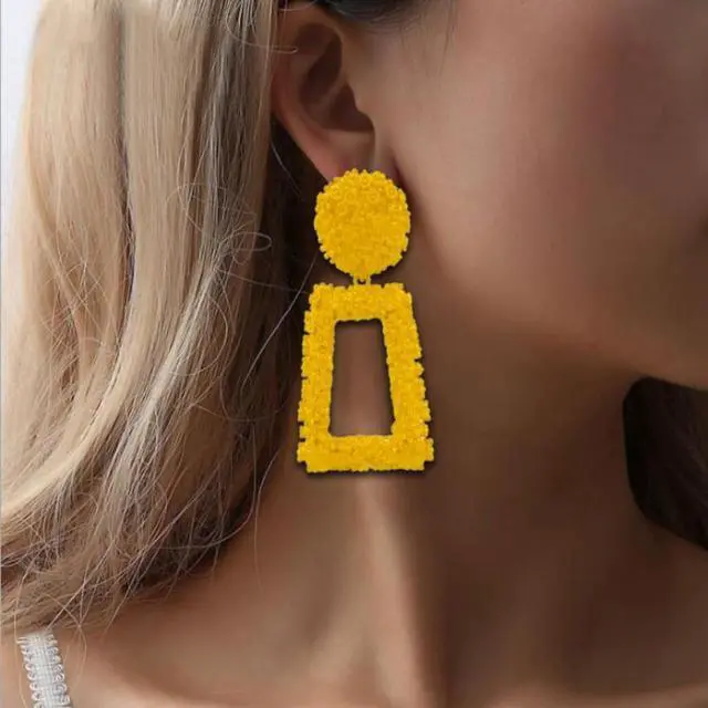 Alt view image 7 of 7 - Metal Earrings Simple Geometric Embossed Floral Earrings Retro Fashion Personality Earrings (gold) Gold