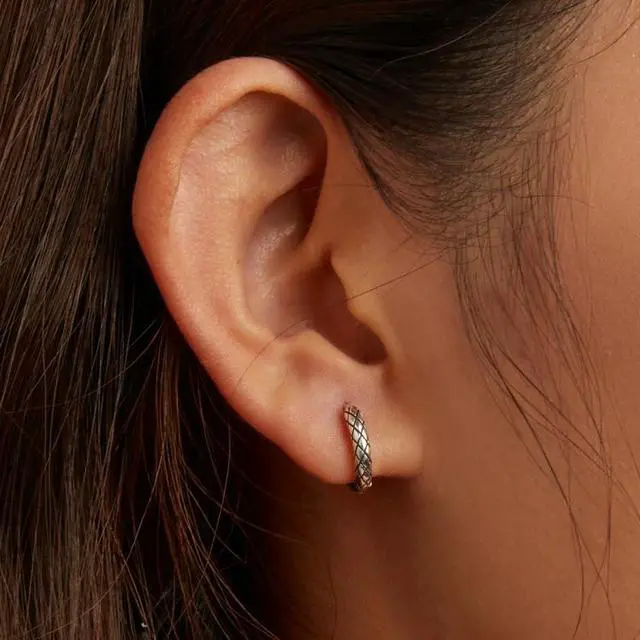 Alt view image 5 of 7 - S925 Sterling Silver Snake Texture Ear Buckle Women Earrings Snake Texture