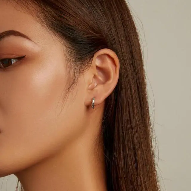 Alt view image 6 of 7 - S925 Sterling Silver Snake Texture Ear Buckle Women Earrings Snake Texture