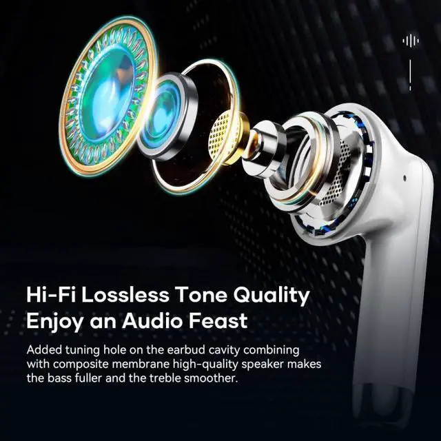 Alt view image 4 of 7 - ROCK EB300 Bluetooth 5.1 TWS Stereo Wireless Bluetooth Earphone (White)