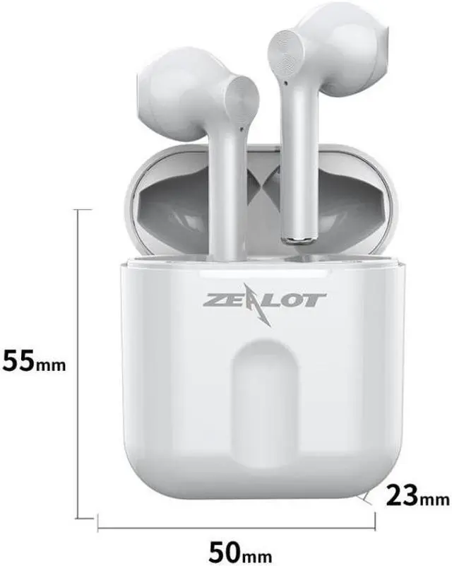 Alt view image 2 of 7 - ZEALOT T2 Bluetooth 5.0 TWS Wireless Bluetooth Earphone with Charging Box, Support Touch & Call & Power Display (Black)