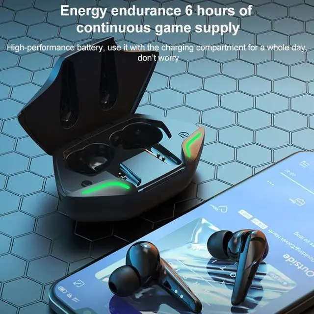 Alt view image 4 of 7 - TWS-G11 Bluetooth 5.0 Low Latency TWS Stereo Gaming Earphone with Cool LED(Black) (Yellow)