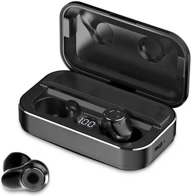 Alt view image 2 of 7 - A6 TWS Bluetooth 5.0 Touch Wireless Bluetooth Earphone with Charging Box & LED Smart Digital Display, Support Voice Assistant & Memory Connection & HD Call (Black)