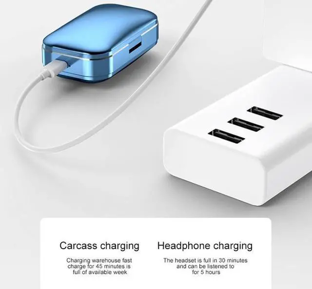 Alt view image 4 of 7 - A6 TWS Bluetooth 5.0 Touch Wireless Bluetooth Earphone with Charging Box & LED Smart Digital Display, Support Voice Assistant & Memory Connection & HD Call (Black)