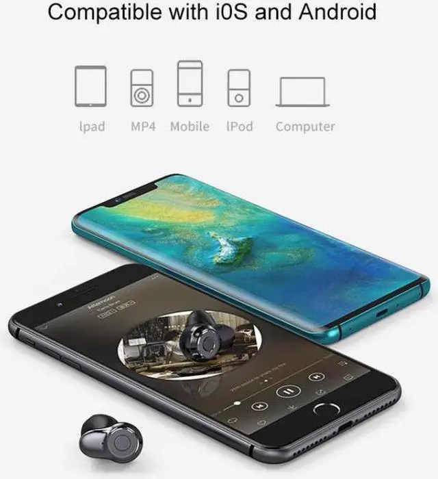 Alt view image 7 of 7 - A6 TWS Bluetooth 5.0 Touch Wireless Bluetooth Earphone with Charging Box & LED Smart Digital Display, Support Voice Assistant & Memory Connection & HD Call (Black)