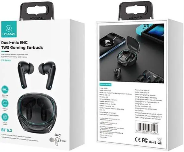 Alt view image 7 of 7 - USAMS XJ13 XJ ENC Dual Microphone Noise Cancelling TWS Wireless Bluetooth Earphone, Size:USAMS XJ13