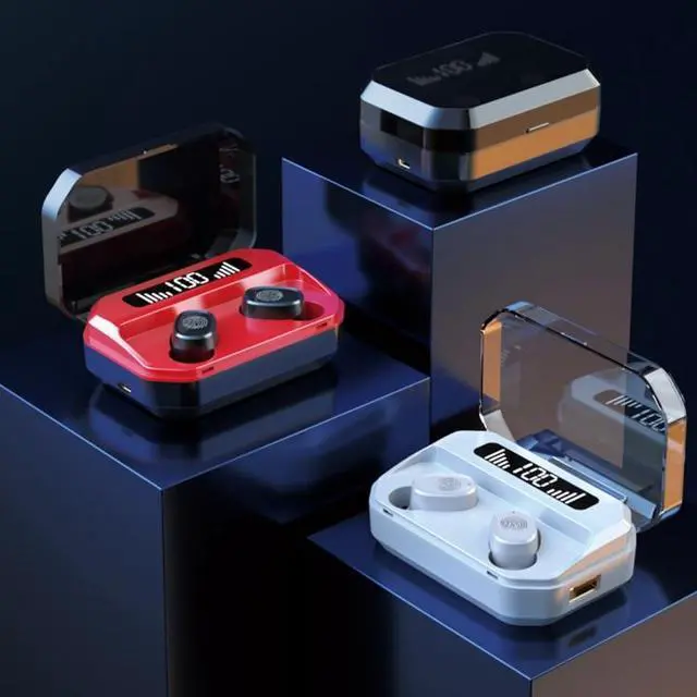 Alt view image 3 of 7 - M8 Bluetooth 5.0 TWS Touch Digital Display True Wireless Bluetooth Earphone with Charging Box (Red)