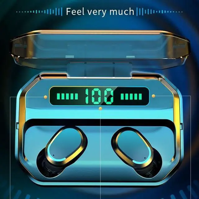 Alt view image 6 of 7 - M8 Bluetooth 5.0 TWS Touch Digital Display True Wireless Bluetooth Earphone with Charging Box (Red)