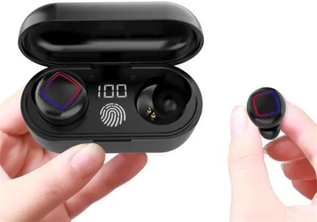 Alt view image 5 of 6 - TWS Fingerprint Touch Bluetooth Headset LED Battery Display With Charging Bin(Black) (White)