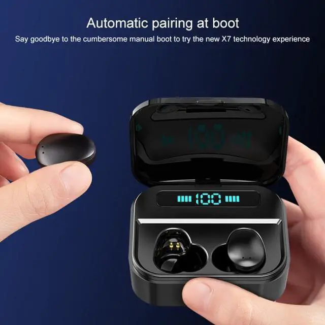 Alt view image 7 of 7 - X7 TWS V5.0 Binaural Wireless Stereo Bluetooth Headset with Charging Case and Digital Display (Black)