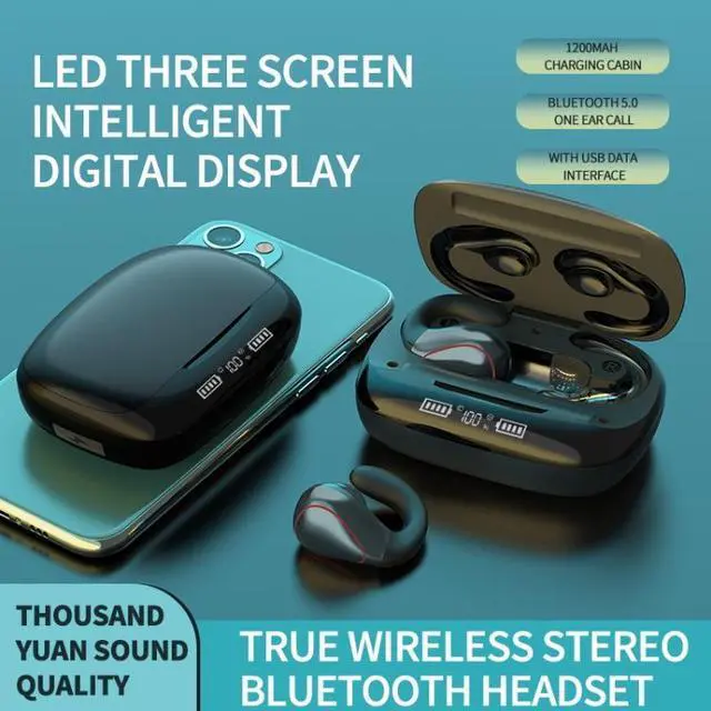 Alt view image 5 of 7 - T20 TWS Bluetooth 5.0 Touch Wireless Bluetooth Earphone with Three LED Battery Display & Charging Box, Support Call & Voice Assistant(Black) (Gun Gray)