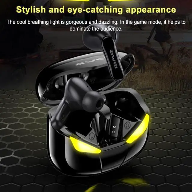 Alt view image 5 of 7 - awei T35 Bluetooth V5.0 Ture Wireless Sports Game Dual Mode IPX5 Waterproof TWS Headset with Charging Case (Black)