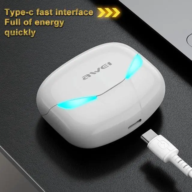Alt view image 7 of 7 - awei T35 Bluetooth V5.0 Ture Wireless Sports Game Dual Mode IPX5 Waterproof TWS Headset with Charging Case (Black)