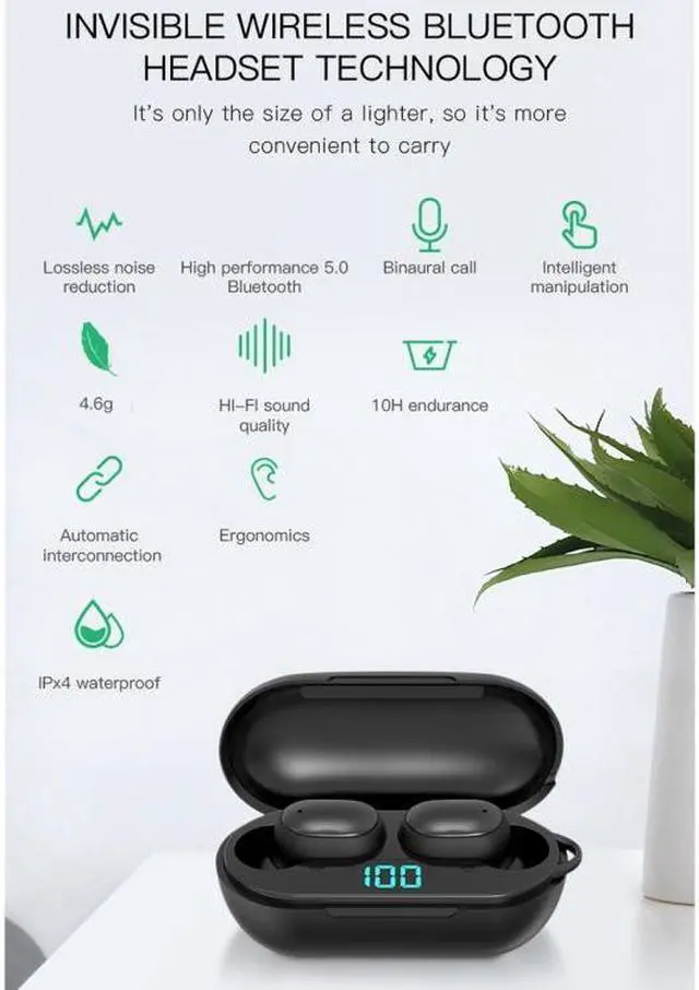 Alt view image 4 of 7 - H6 TWS Bluetooth 5.0 Wireless Bluetooth Earphone with Digital Display & Charging Box, Support for Siri & HD Calls