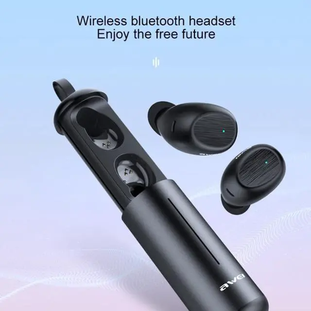 Alt view image 6 of 7 - awei T55 TWS Bluetooth V5.0 Ture Wireless Sports Headset with Portable Charging Case(Black)