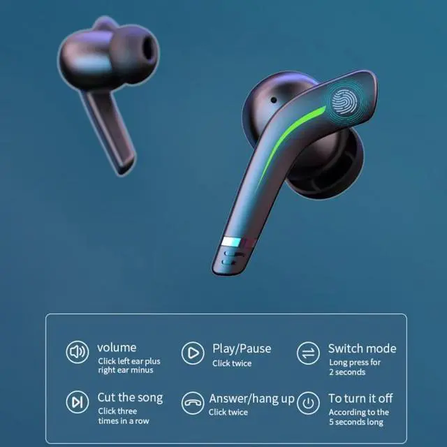 Alt view image 7 of 7 - MD168 TWS Wireless Gaming Bluetooth Earphone (Black)