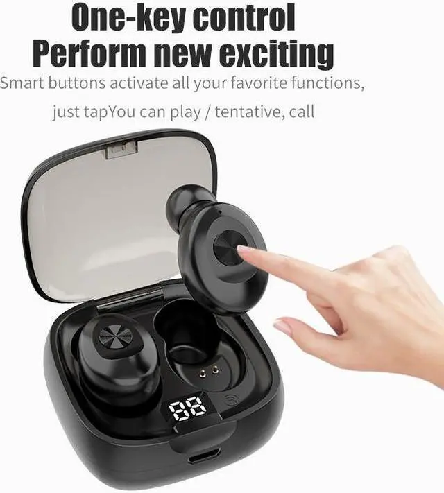 Alt view image 4 of 7 - XG-8 TWS Digital Display Touch Bluetooth Earphone with Magnetic Charging Box (Blue) Black