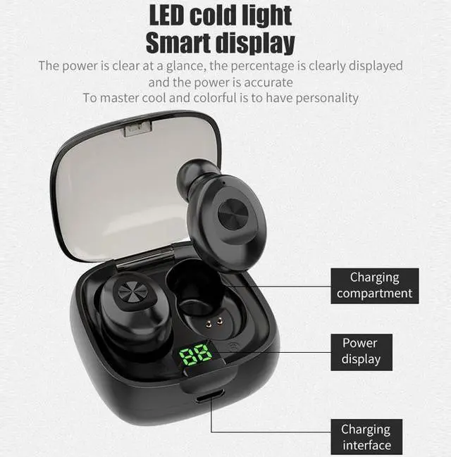 Alt view image 7 of 7 - XG-8 TWS Digital Display Touch Bluetooth Earphone with Magnetic Charging Box (Blue) Black