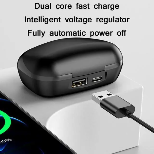 Alt view image 6 of 7 - TWS-24 Bluetooth 5.0 Wireless Noise Cancelling Waterproof Touch Control Mini Earphone Support Voice Assistant (Gray)
