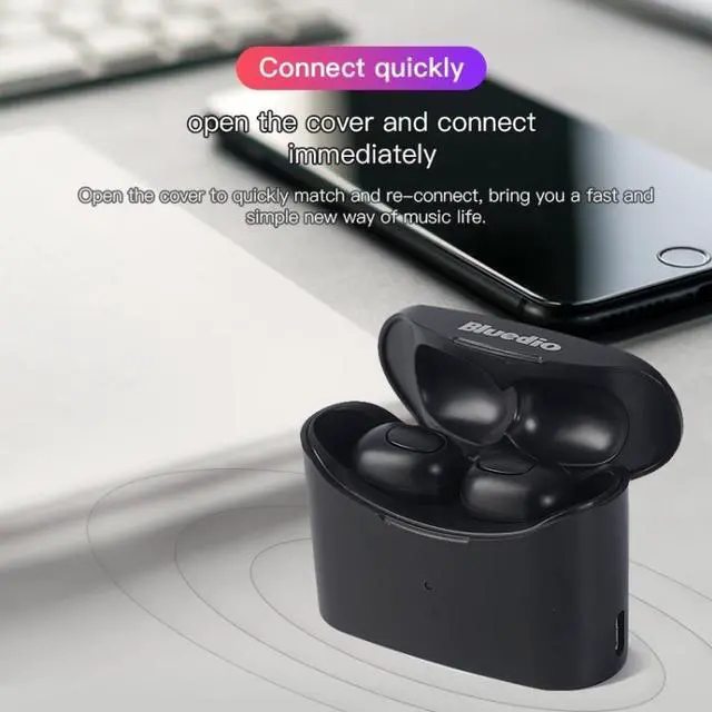 Alt view image 6 of 7 - Bluedio TWS T-elf Bluetooth Version 5.0 In-Ear Bluetooth Headset with Headphone Charging Cabin (Black)