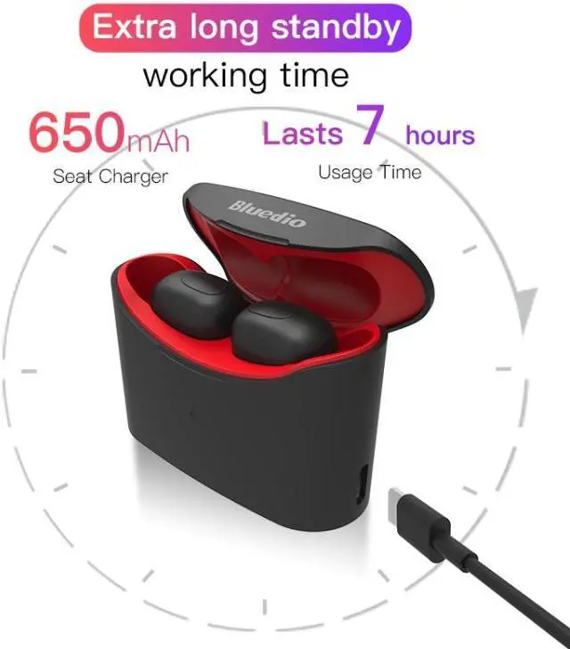 Alt view image 7 of 7 - Bluedio TWS T-elf Bluetooth Version 5.0 In-Ear Bluetooth Headset with Headphone Charging Cabin (Black)