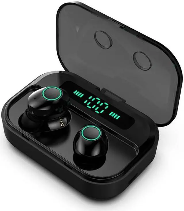 Alt view image 2 of 7 - M7 TWS V5.0 Binaural Wireless Stereo Bluetooth Headset with Charging Case and Digital Display (White)