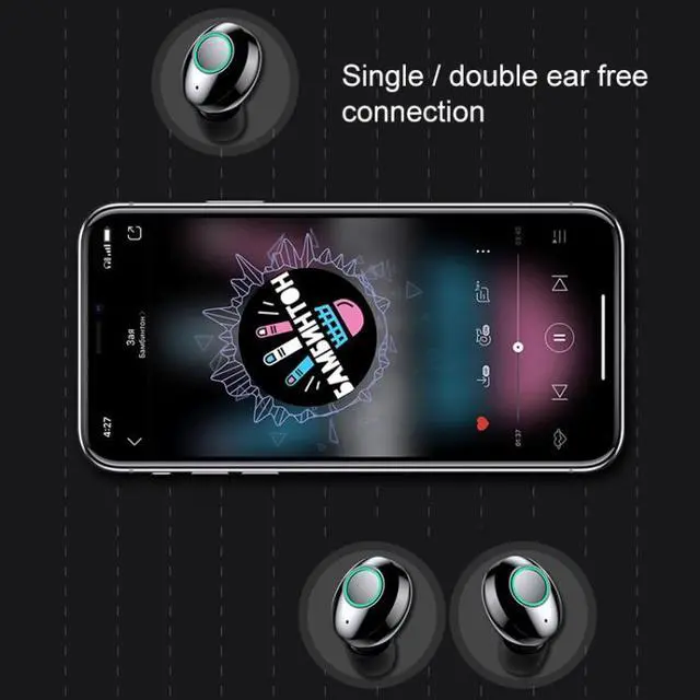 Alt view image 6 of 7 - M7 TWS V5.0 Binaural Wireless Stereo Bluetooth Headset with Charging Case and Digital Display (White)