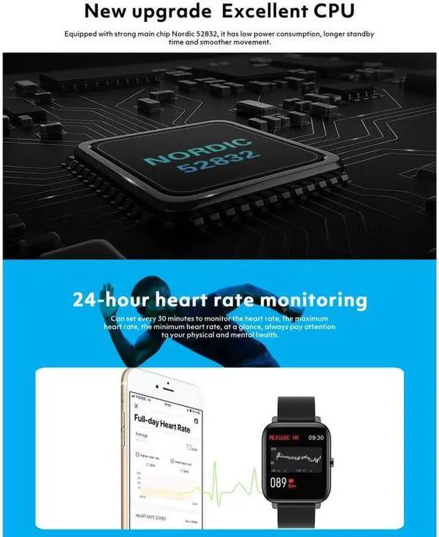 Alt view image 3 of 7 - Rogbid Rowatch 1 1.4 inch IPS Screen Smart Watch, Support Blood Pressure Monitoring/Sleep Monitoring (Black)