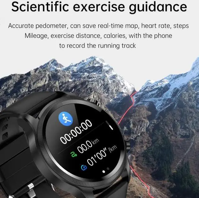 Alt view image 4 of 7 - E400 1.39 inch HD Round Screen TPU Watch Strap Smart Watch Supports ECG Monitoring/Non-invasive Blood Sugar TPU Strap(Black) (Black)