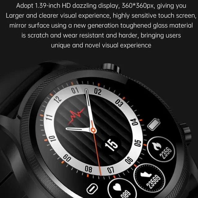 Alt view image 5 of 7 - E400 1.39 inch HD Round Screen TPU Watch Strap Smart Watch Supports ECG Monitoring/Non-invasive Blood Sugar TPU Strap(Black) (Black)