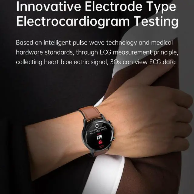 Alt view image 6 of 7 - E400 1.39 inch HD Round Screen TPU Watch Strap Smart Watch Supports ECG Monitoring/Non-invasive Blood Sugar TPU Strap(Black) (Black)
