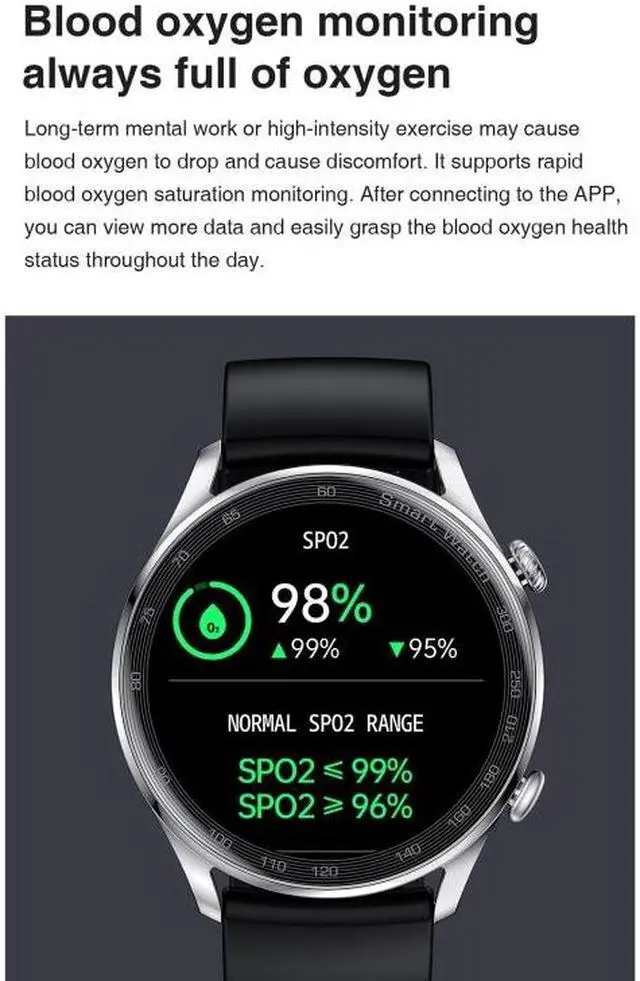 Alt view image 3 of 7 - AK32 1.36 inch IPS Touch Screen Smart Watch, Support Bluetooth Calling/Blood Oxygen Monitoring,Style: Steel Watch Band Steel Watch Band(Black) (Black)