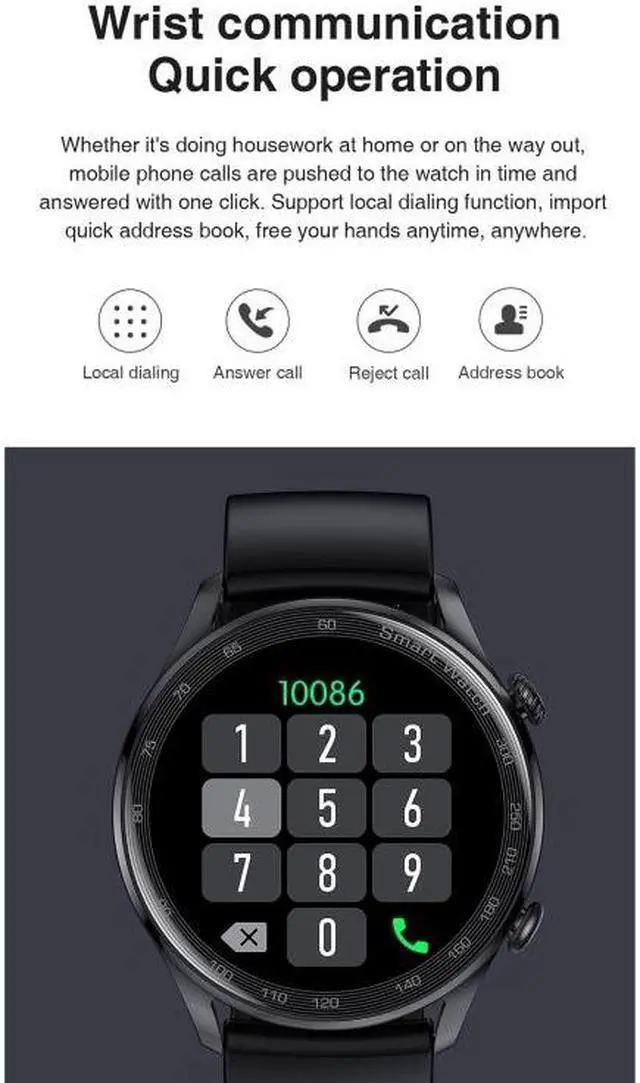 Alt view image 2 of 7 - AK32 1.36 inch IPS Touch Screen Smart Watch, Support Bluetooth Calling/Blood Oxygen Monitoring,Style: Steel Watch Band Steel Watch Band(Black) (Black)