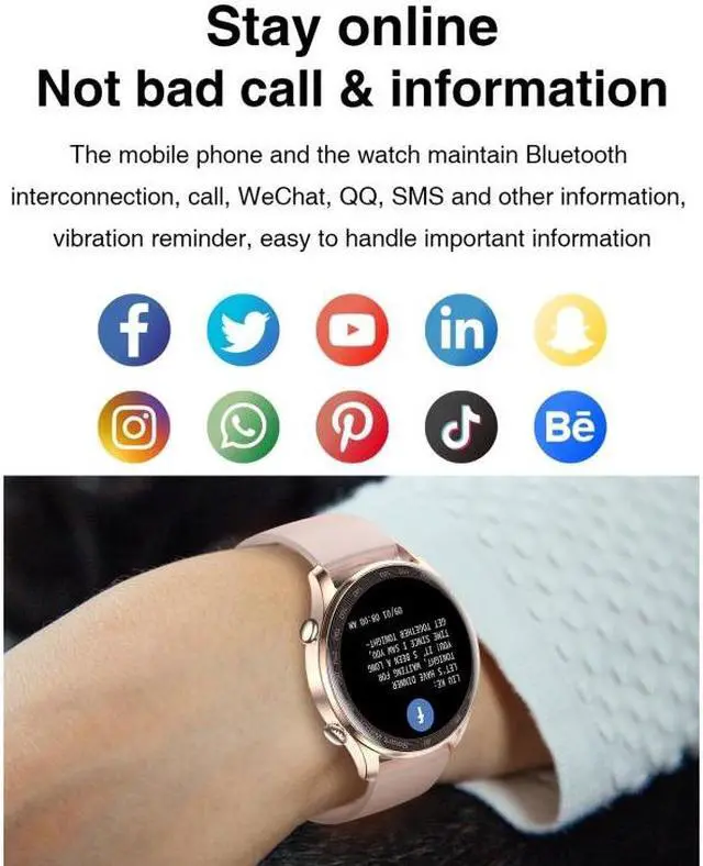 Alt view image 5 of 7 - AK32 1.36 inch IPS Touch Screen Smart Watch, Support Bluetooth Calling/Blood Oxygen Monitoring,Style: Steel Watch Band Steel Watch Band(Black) (Black)