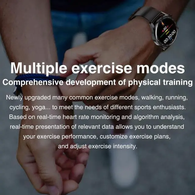 Alt view image 6 of 7 - AK32 1.36 inch IPS Touch Screen Smart Watch, Support Bluetooth Calling/Blood Oxygen Monitoring,Style: Steel Watch Band Steel Watch Band(Black) (Black)