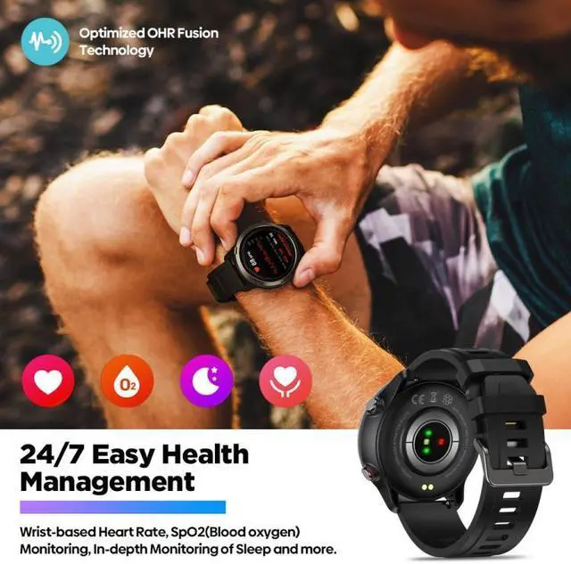Alt view image 4 of 7 - Zeblaze Stratos 2 Lite 1.32 inch IPS Screen 5 ATM Waterproof GPS Smart Watch, Support Heart Rate Monitoring / Sports Mode Stratos 2 Lite (Black)