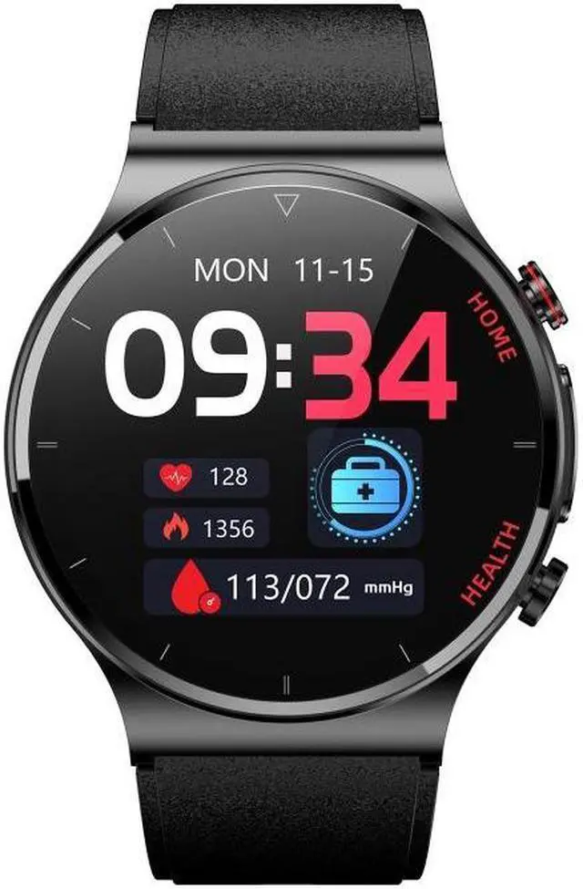 Alt view image 7 of 7 - E300 1.32 Inch Screen TPU Watch Strap Smart Health Watch Supports Body Temperature Monitoring, ECG monitoring blood pressure (Black)